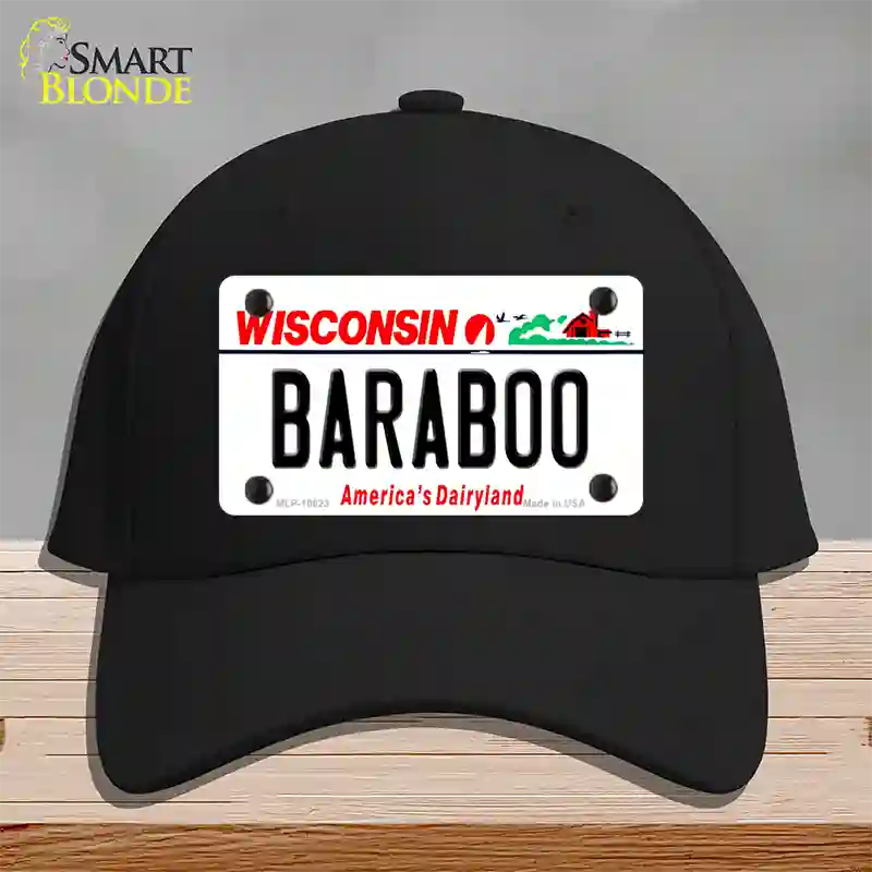 Baraboo Wisconsin Novelty License Plate Hat Cotton / Black