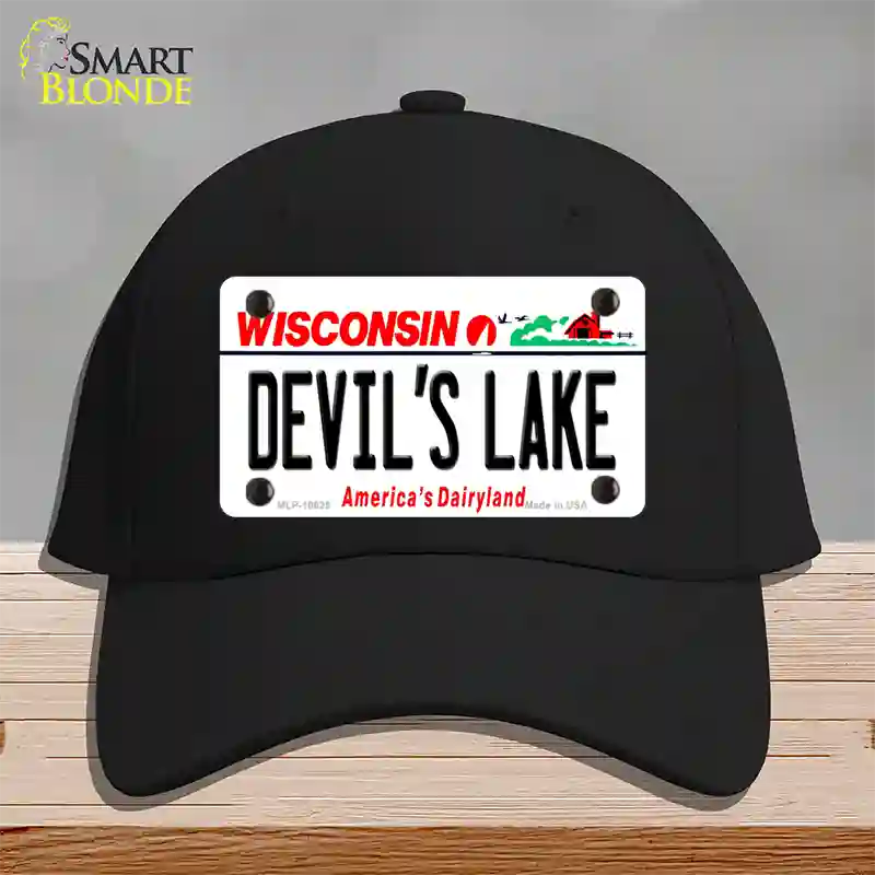 Devils Lake Wisconsin Novelty License Plate Hat Cotton / Black