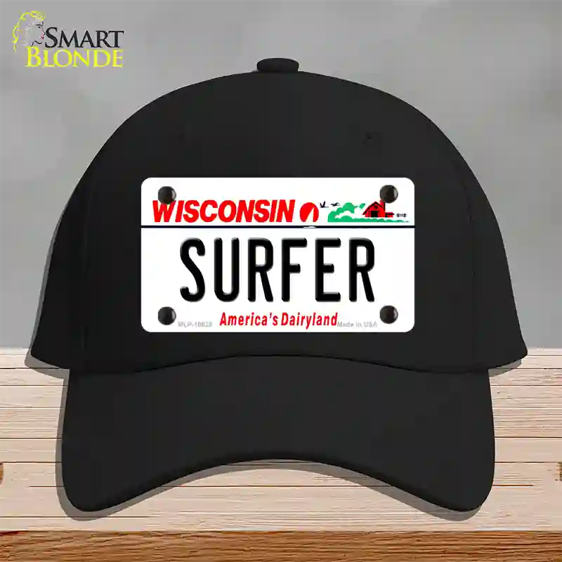 Surfer Wisconsin Novelty License Plate Hat Cotton / Black