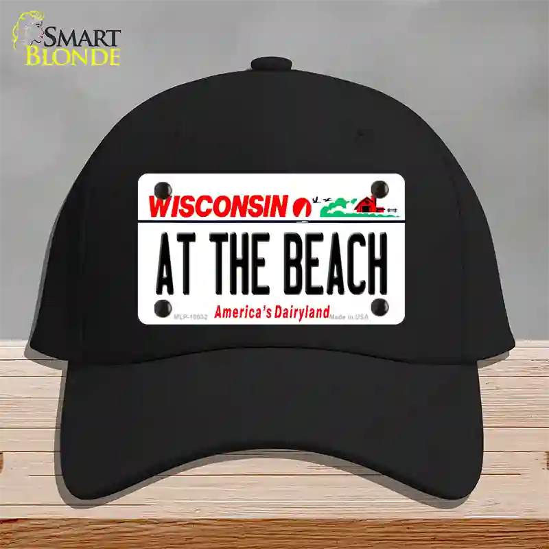 At The Beach Wisconsin Novelty License Plate Hat Cotton / Black