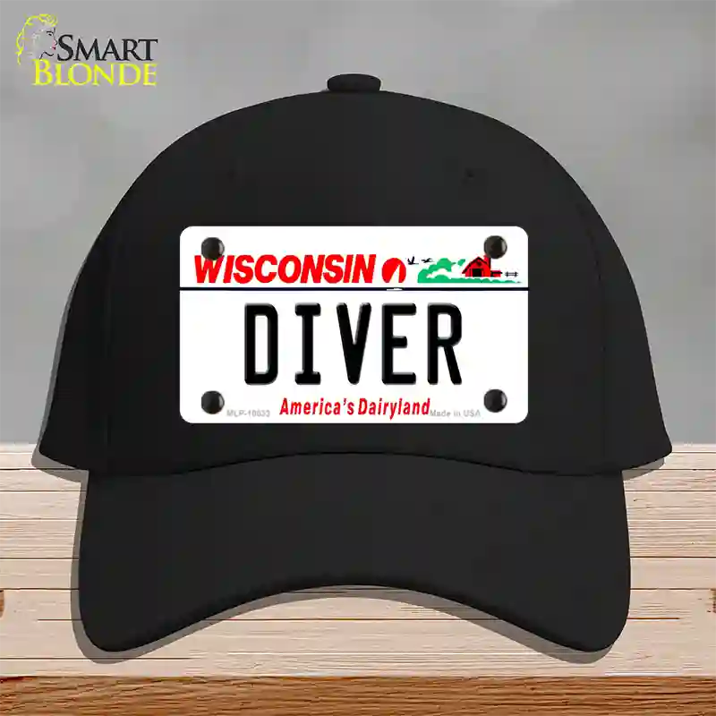 Diver Wisconsin Novelty License Plate Hat Cotton / Black