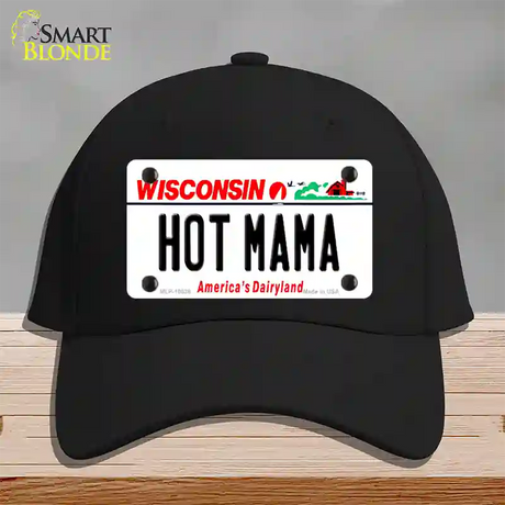 Hot Mama Wisconsin Novelty License Plate Hat Cotton / Black