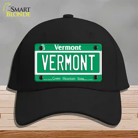 Vermont Green Mountain State Novelty License Plate Hat Cotton / Black