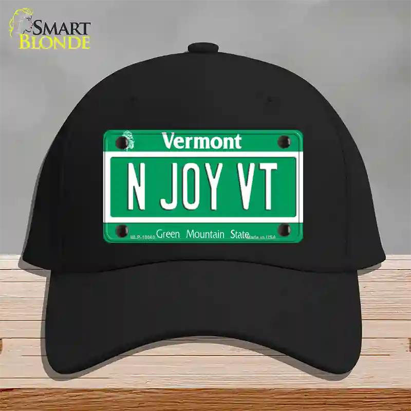 N Joy VT Vermont Novelty License Plate Hat Cotton / Black