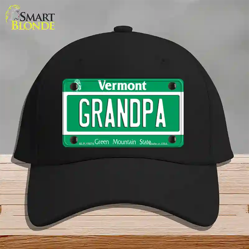 Grandpa Vermont Novelty License Plate Hat Cotton / Black