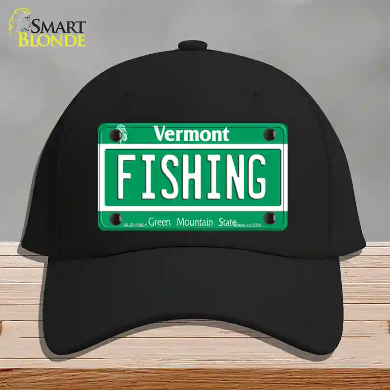 Fishing Vermont Novelty License Plate Hat Cotton / Black