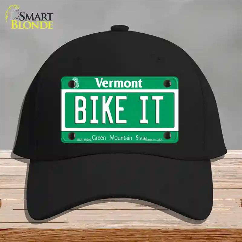 Bike It Vermont Novelty License Plate Hat Cotton / Black