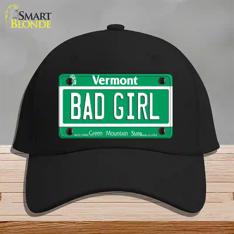 Bad Girl Vermont Novelty License Plate Hat Cotton / Black