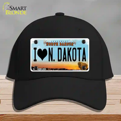 I Love North Dakota Novelty License Plate Hat Cotton / Black