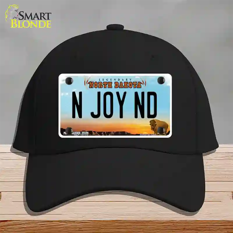 N Joy ND North Dakota Novelty License Plate Hat Cotton / Black