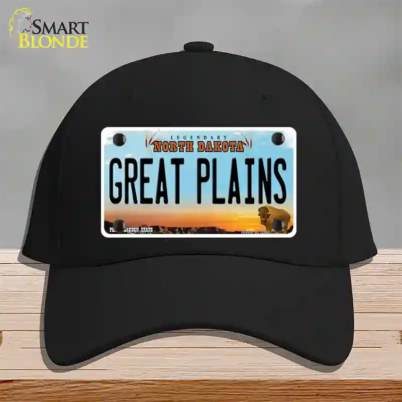 Great Plains North Dakota Novelty License Plate Hat Cotton / Black