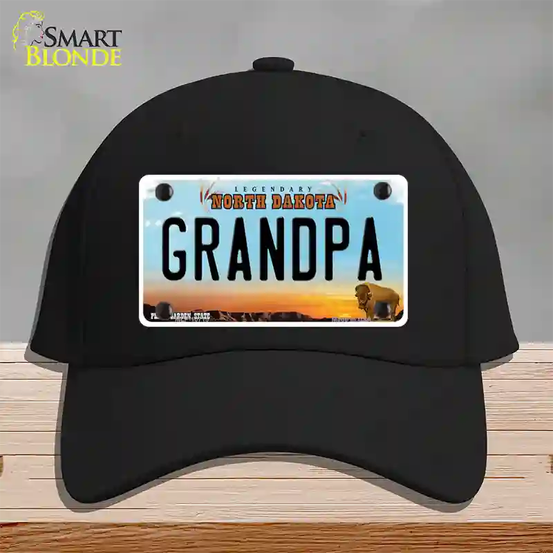 Grandpa North Dakota Novelty License Plate Hat Cotton / Black