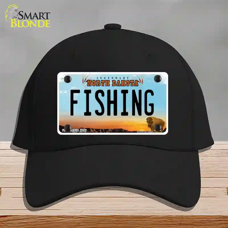 Fishing North Dakota Novelty License Plate Hat Cotton / Black