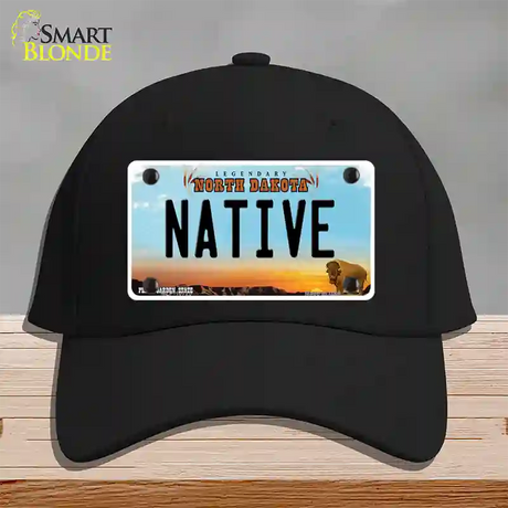 Native North Dakota Novelty License Plate Hat Cotton / Black