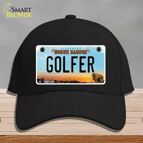 Golfer North Dakota Novelty License Plate Hat Cotton / Black