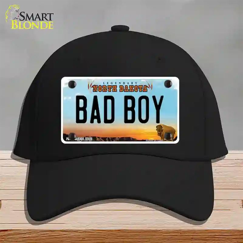 Bad Boy North Dakota Novelty License Plate Hat Cotton / Black