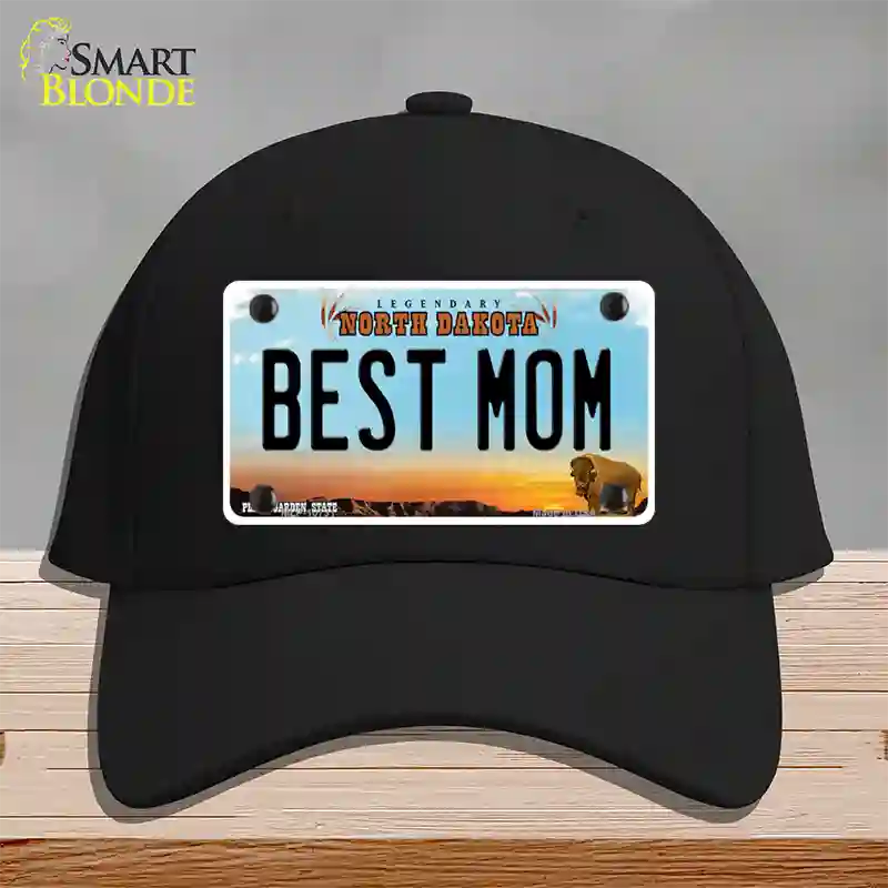 Best Mom North Dakota Novelty License Plate Hat Cotton / Black