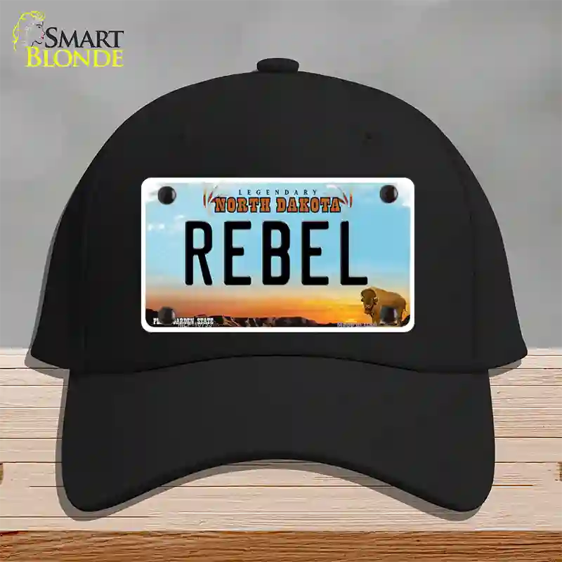 Rebel North Dakota Novelty License Plate Hat Cotton / Black