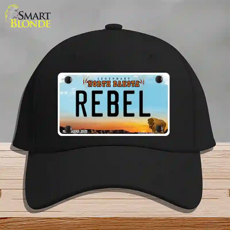 Rebel North Dakota Novelty License Plate Hat Cotton / Black