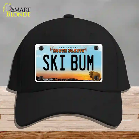 Ski Bum North Dakota Novelty License Plate Hat Cotton / Black