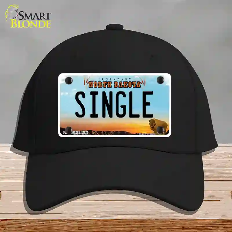 Single North Dakota Novelty License Plate Hat Cotton / Black