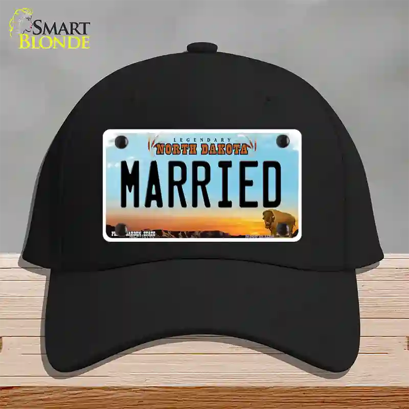 Married North Dakota Novelty License Plate Hat Cotton / Black