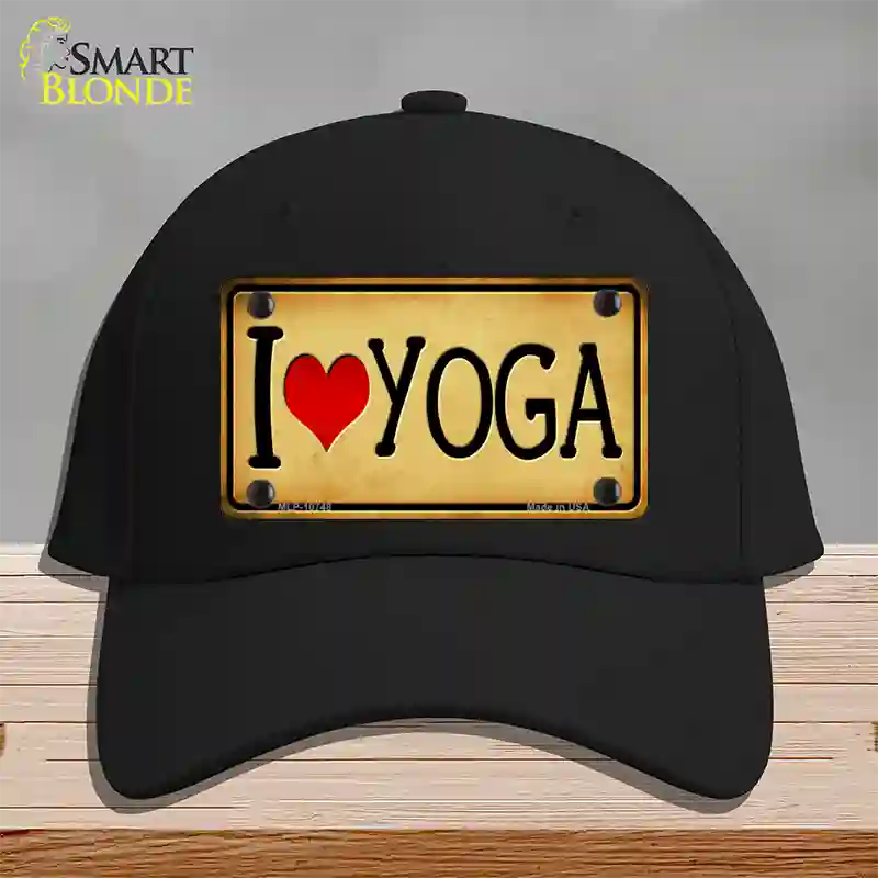 I Heart Yoga Novelty License Plate Hat Cotton / Black