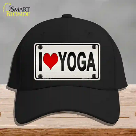 I Love Yoga Silver Novelty License Plate Hat Cotton / Black