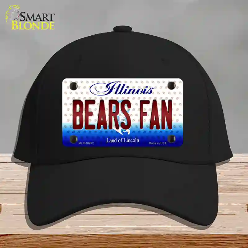 Bears Fan Illinois Novelty License Plate Hat Cotton / Black