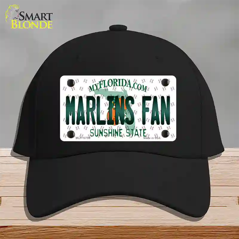 Marlins Fan Florida Novelty License Plate Hat Cotton / Black