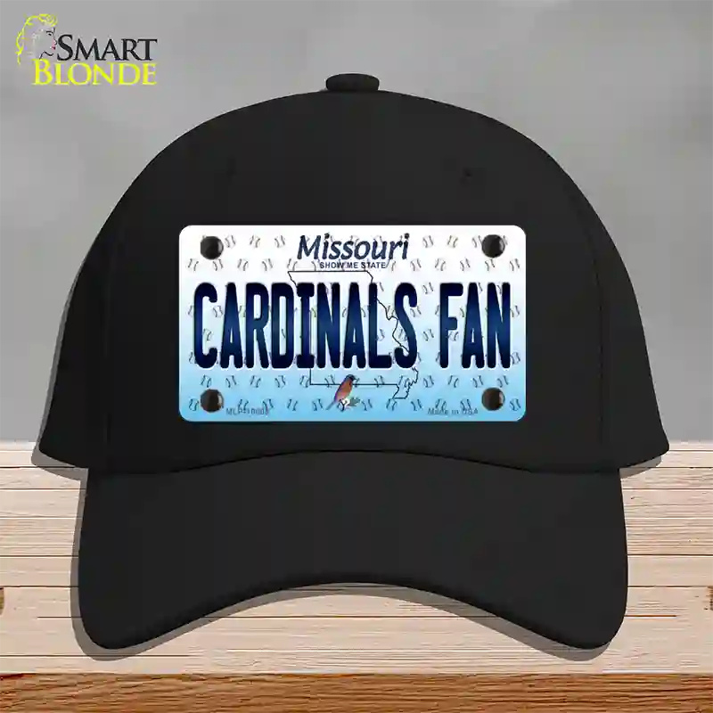 Cardinals Fan Missouri Novelty License Plate Hat Cotton / Black