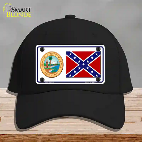 Confederate Flag Florida Seal Novelty License Plate Hat Cotton / Black