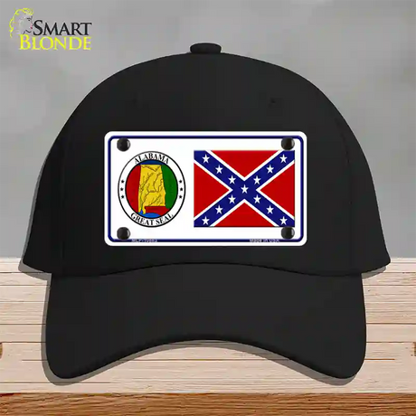 Confederate Flag Alabama Seal Novelty License Plate Hat Cotton / Black