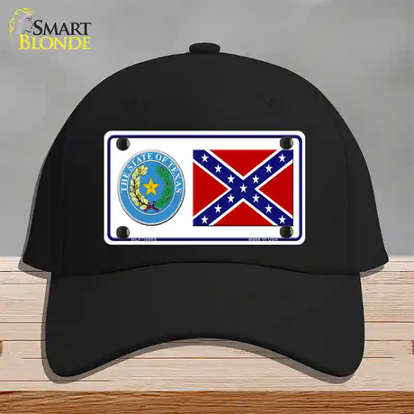 Confederate Flag Texas Seal Novelty License Plate Hat Cotton / Black