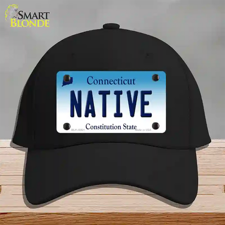 Native Connecticut Novelty License Plate Hat Cotton / Black