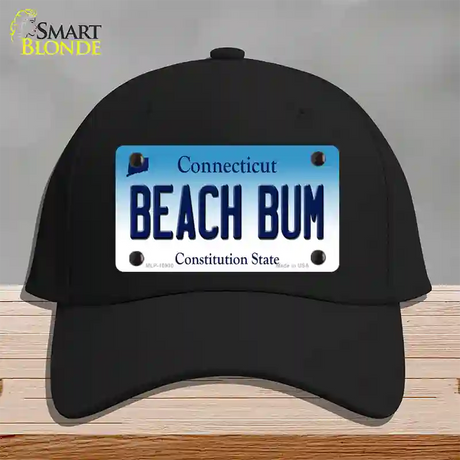 Beach Bum Connecticut Novelty License Plate Hat Cotton / Black