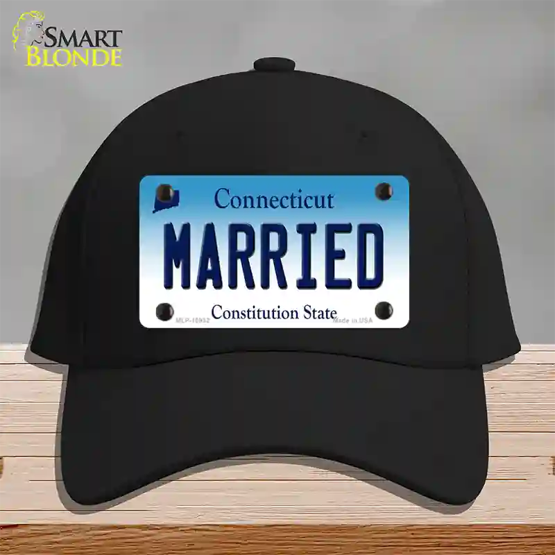 Married Connecticut Novelty License Plate Hat Cotton / Black