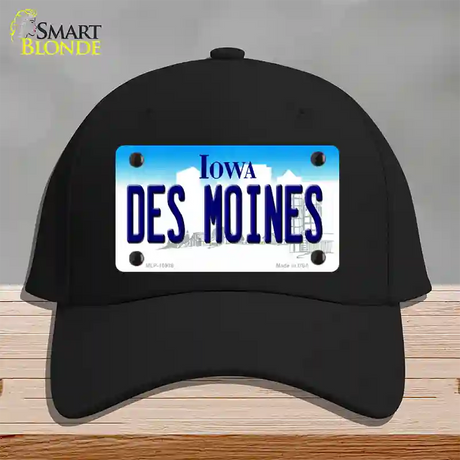 Des Moines Iowa Novelty License Plate Hat Cotton / Black