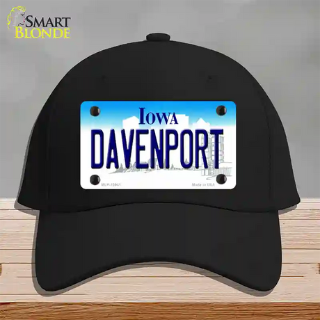 Davenport Iowa Novelty License Plate Hat Cotton / Black