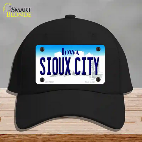 Sioux City Iowa Novelty License Plate Hat Cotton / Black