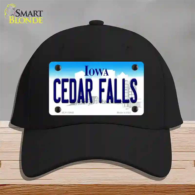 Cedar Falls Iowa Novelty License Plate Hat Cotton / Black