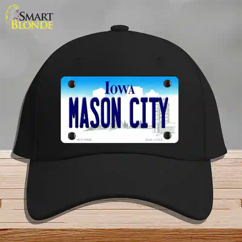 Mason City Iowa Novelty License Plate Hat Cotton / Black