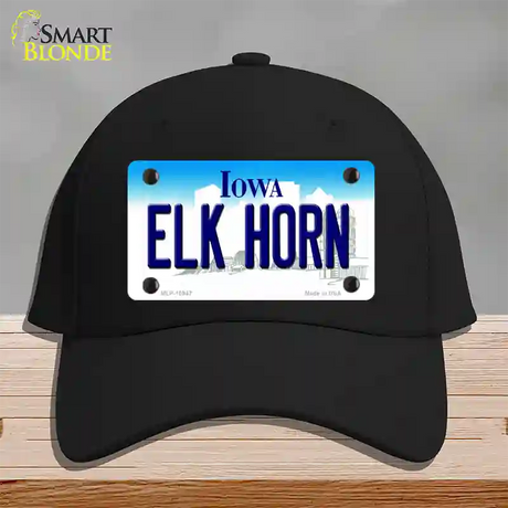 Elk Horn Iowa Novelty License Plate Hat Cotton / Black