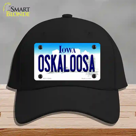 Oskaloosa Iowa Novelty License Plate Hat Cotton / Black