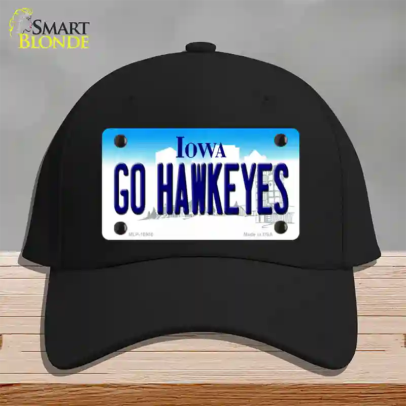 Go Hawkeyes Iowa Novelty License Plate Hat Cotton / Black