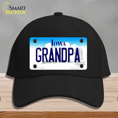 Grandpa Iowa Novelty License Plate Hat Cotton / Black