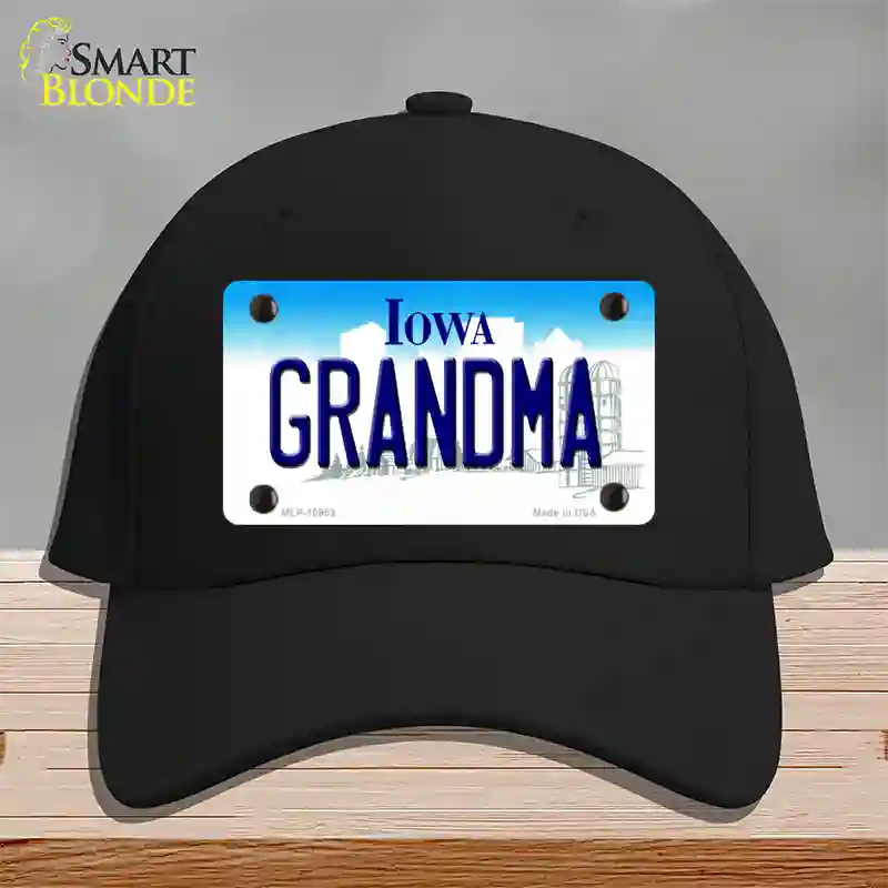 Grandma Iowa Novelty License Plate Hat Cotton / Black