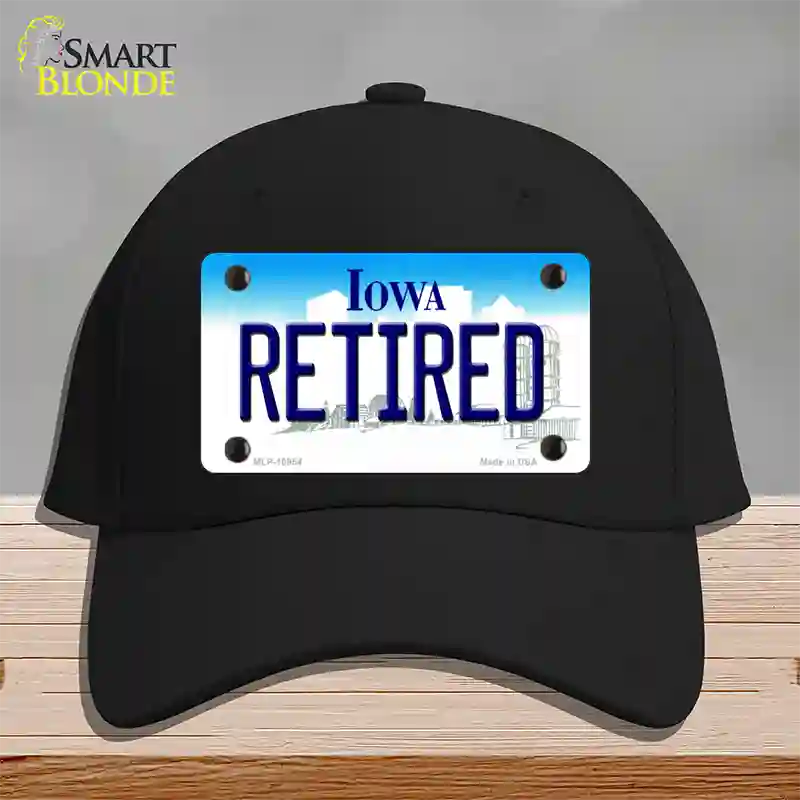 Retired Iowa Novelty License Plate Hat Cotton / Black