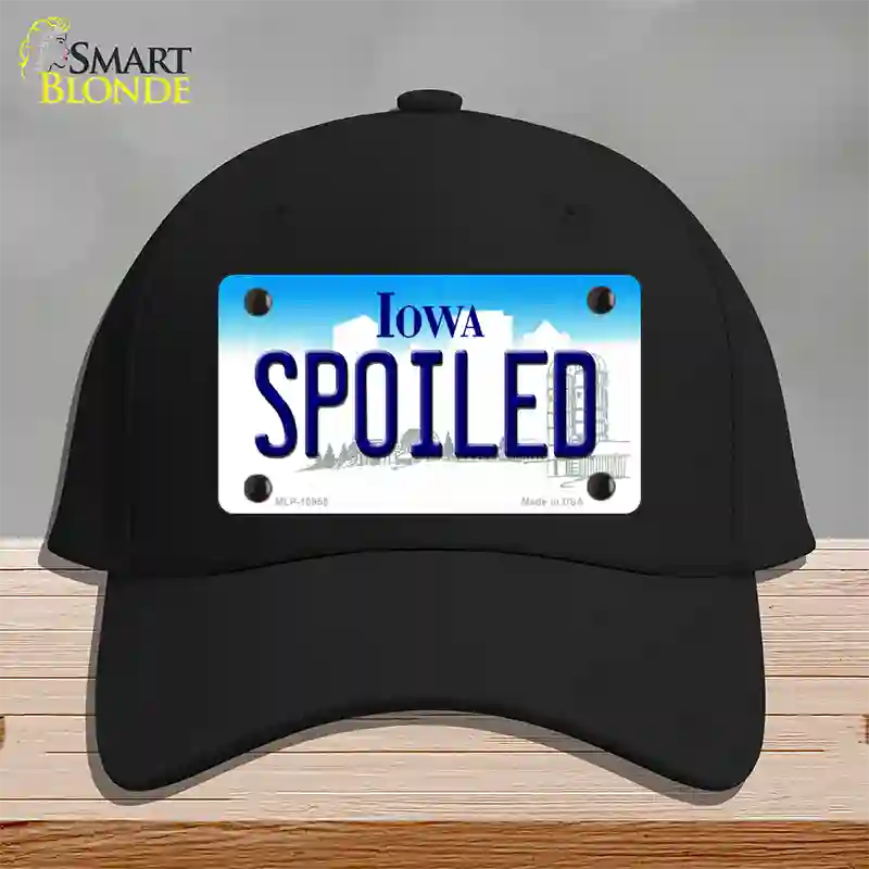 Spoiled Iowa Novelty License Plate Hat Cotton / Black