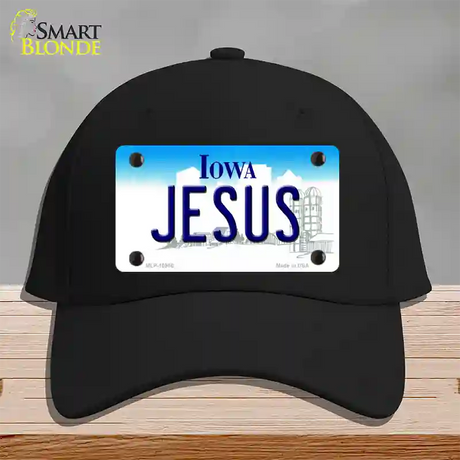 Jesus Iowa Novelty License Plate Hat Cotton / Black